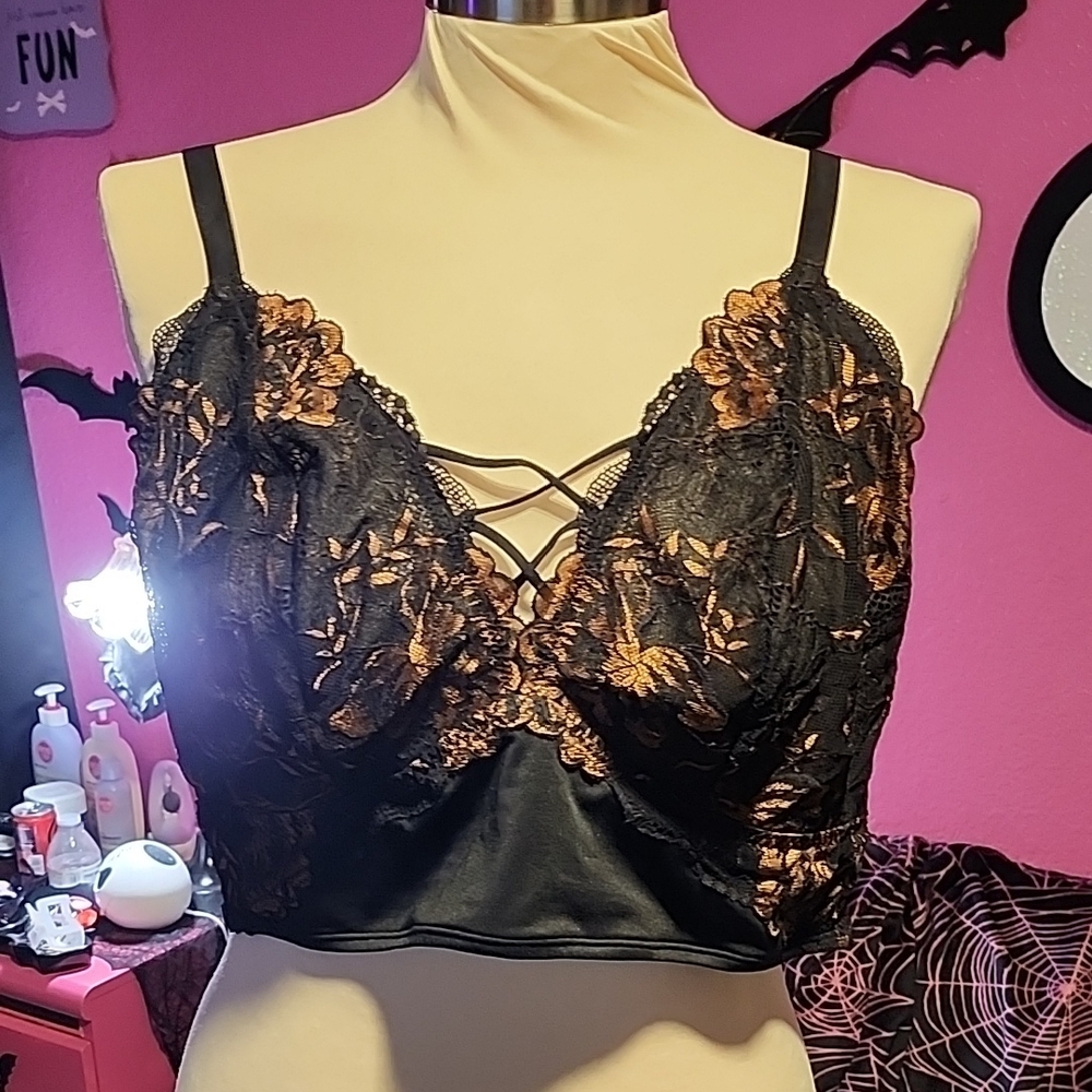 Black and Gold Lace Bralette